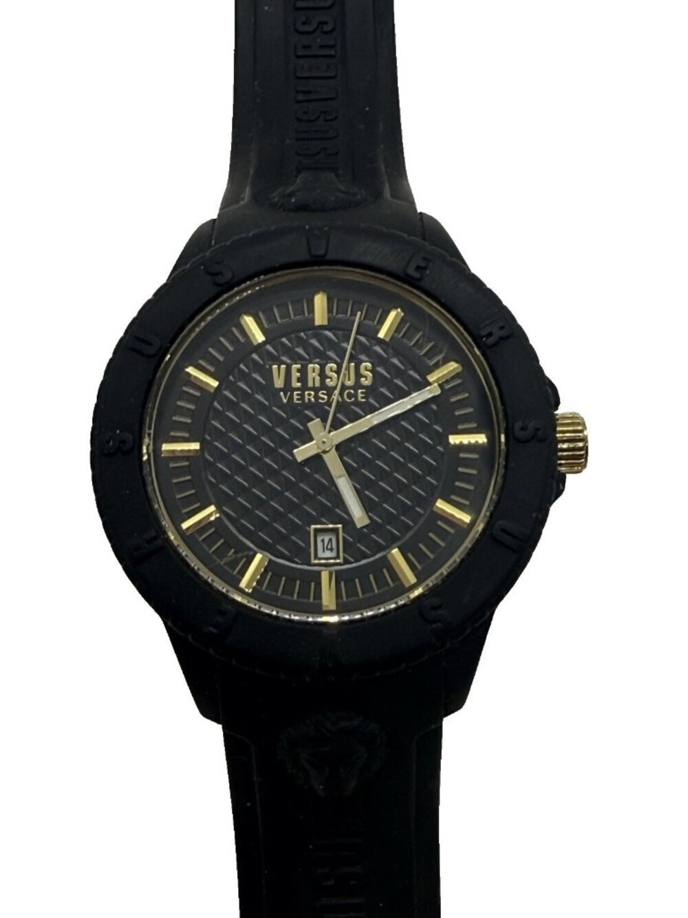 Versus By Versace Women's Black Silicone Date Round Watch VSPOY3219 WR 50M Gold